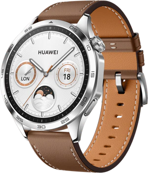 Huawei Watch GT 4 46mm bruin voorkant rechterzijkant