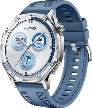 Huawei Watch GT 5 46mm blauw voorkant rechterzijkant