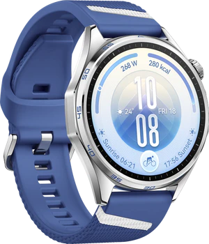 Huawei Watch GT 7 46mm bleu avant côté gauche