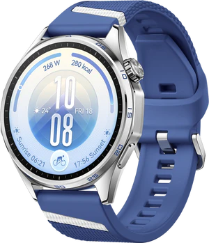 Huawei Watch GT 7 46mm bleu avant côté droit