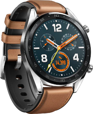 Huawei Watch GT classic bruin voorkant linkerzijkant