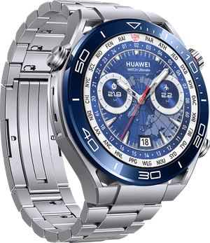 Huawei Watch Ultimate blå titanium foran venstre side