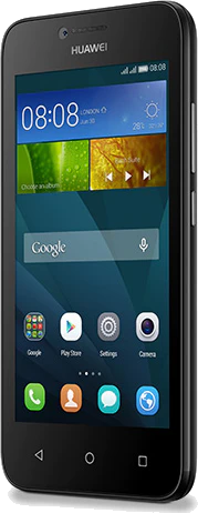 Huawei Y5 zwart voorkant rechterzijkant schuin