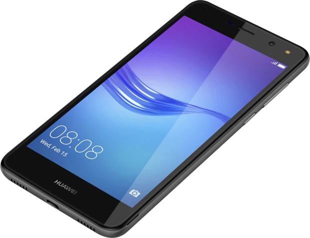 Huawei y6 2017 zwart voorkant rechterzijkant onderkant