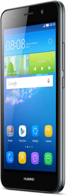 Huawei Y6 musta etupuolella oikea puoli vino