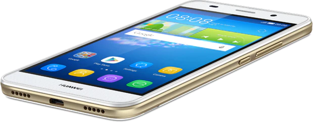 Huawei Y6 wit goud onderkant rechterzijkant schuin