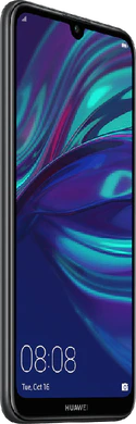 Huawei Y7 2019 zwart voorkant linkerzijkant