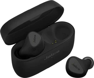 Jabra Elite 5 sort front sag venstre side top Åbnet earbud