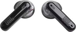 JBL Tune Flex Ghost svart earbuds skrås skråstilt