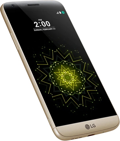 LG G5 SE goud voorkant linkerzijkant LG G5 SE goud voorkant linkerzijkant