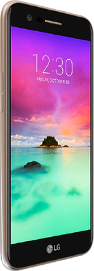 LG k10 2017 oro copertina frontale lato sinistro