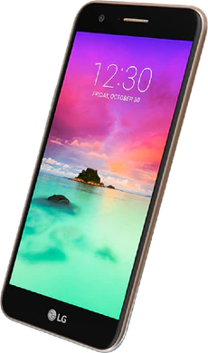 LG k10 2017 oro copertina frontale lato destro aslant