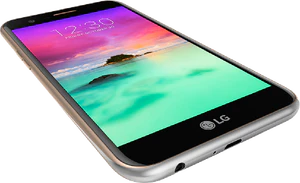 LG k10 2017 argento copertina frontale in basso aslant