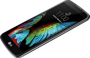 LG k10 dualsim blauw voorkant rechterzijkant schuin