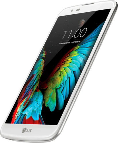 LG K10 wit voorkant rechterzijkant