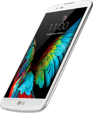 LG K10 bianco copertina frontale lato destro