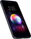 LG K11 Dual SIM nero copertina frontale lato sinistro in basso aslant