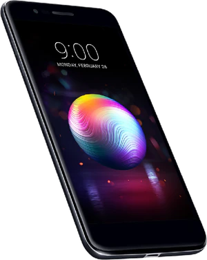 LG K11 Dual SIM nero copertina frontale lato sinistro in basso aslant