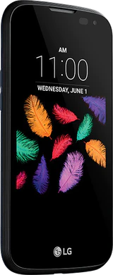 LG k3 schwarz Vorderseite linke Seite