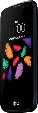 LG k3 schwarz Vorderseite rechte Seite