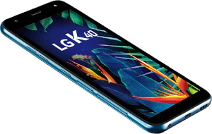 LG K40 blå front vänster sida botten snett