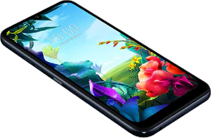 LG K40S nero copertina frontale lato sinistro in basso aslant