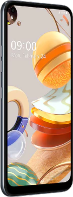 LG K61 grijs voorkant linkerzijkant