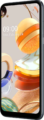 LG K61 grijs voorkant rechterzijkant