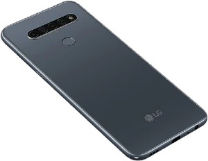 LG K61 grijs achterkant schuin