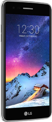 LG k8 2017 grå front vänster sida