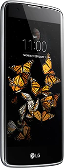 LG K8 blau Vorderseite linke Seite