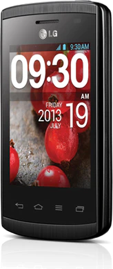 LG Optimus L1 II schwarz Vorderseite rechte Seite schräg