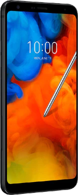 LG Q Stylus zwart voorkant linkerzijkant