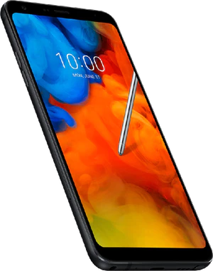 LG Q Stylus zwart voorkant linkerzijkant onderkant