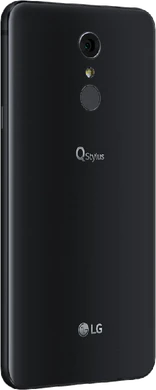LG Q Stylus zwart achterkant rechterzijkant