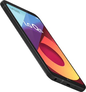 LG Q6 nero copertina frontale lato sinistro in basso aslant