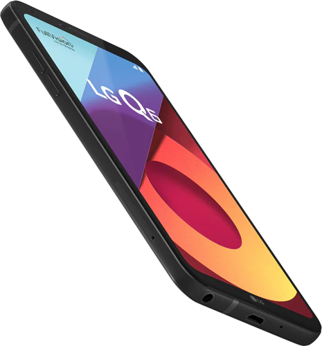 LG Q6 nero copertina frontale lato sinistro in basso aslant