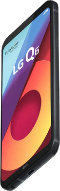 LG Q6 nero copertina frontale lato destro in basso aslant