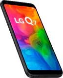 LG Q7 zwart voorkant linkerzijkant onderkant