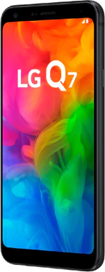 LG Q7 zwart voorkant rechterzijkant