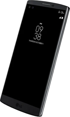 LG V10 zwart voorkant rechterzijkant