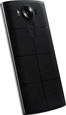 LG V10 zwart achterkant rechterzijkant schuin
