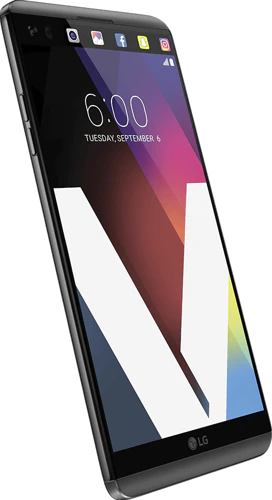 LG V20 voorkant linkerzijkant grijs