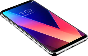 LG V30 zwart voorkant linkerzijkant onderkant schuin