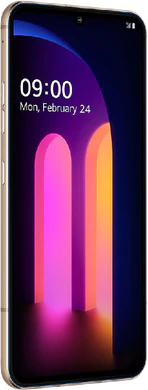 LG V60 ThinQ blauw voorkant linkerzijkant