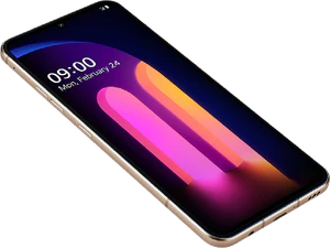 LG V60 ThinQ blauw voorkant linkerzijkant onderkant