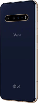 LG V60 ThinQ blauw achterkant linkerzijkant