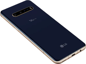 LG V60 ThinQ blauw achterkant rechterzijkant onderkant