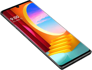 LG Velvet 4G schwarz Vorderseite linke Seite Unterseite schräg