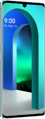 LG Velvet groen voorkant linkerzijkant